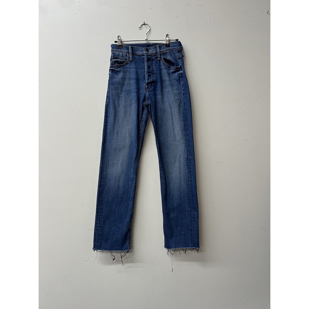 Mother Tomcat Ankle Fray Jeans Size 26 Raw Hem Button Fly Denim Watch Me